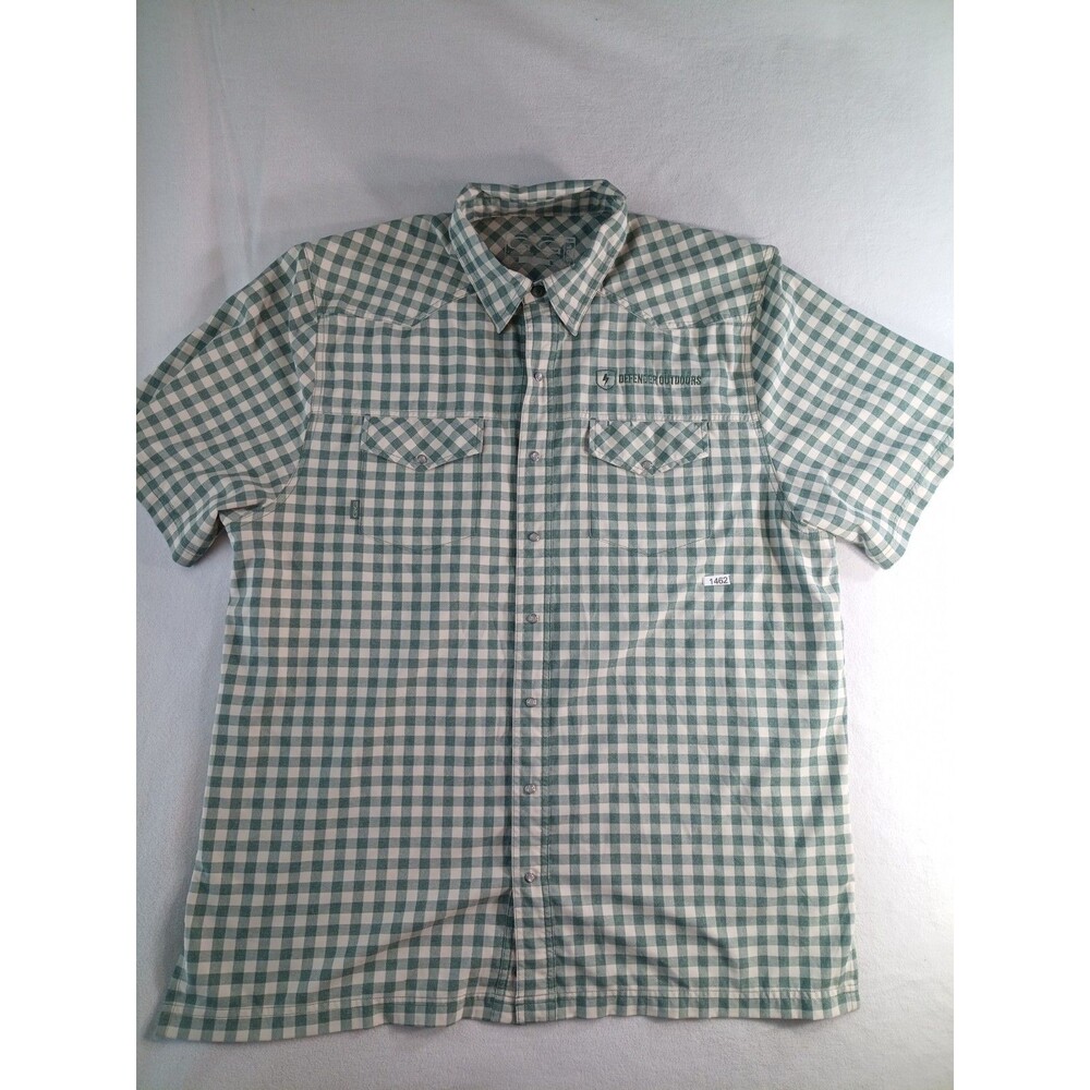 GameGuard Outdoors Shirt Mens XL Green Check Snap Fishing Short Sleeve (,P)